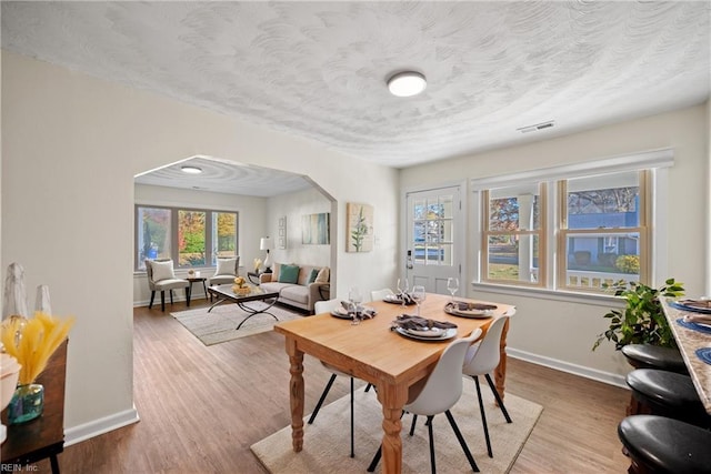 dining area featuring light hardwood / wood-style flooring