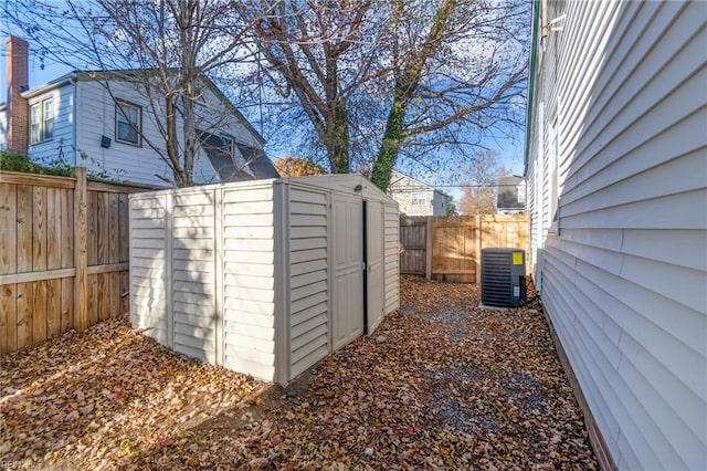 view of outbuilding with central air condition unit