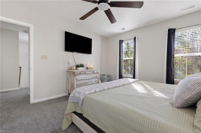 bedroom featuring carpet flooring and ceiling fan