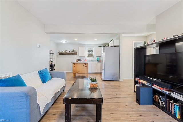 living room featuring light hardwood / wood-style flooring