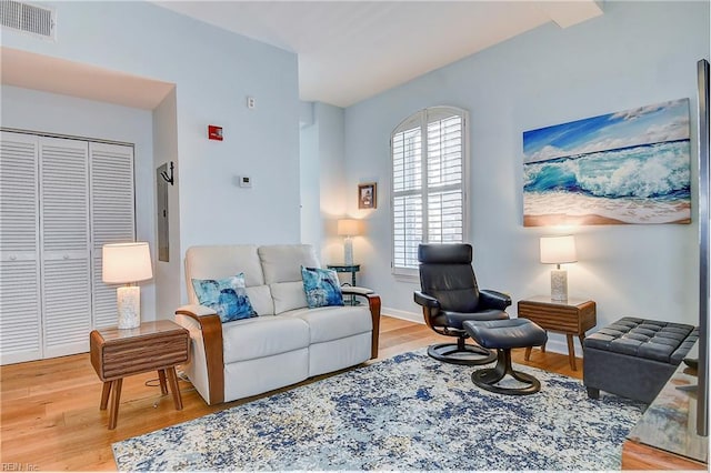 living room featuring light hardwood / wood-style floors