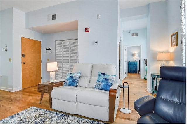 living room featuring light hardwood / wood-style flooring