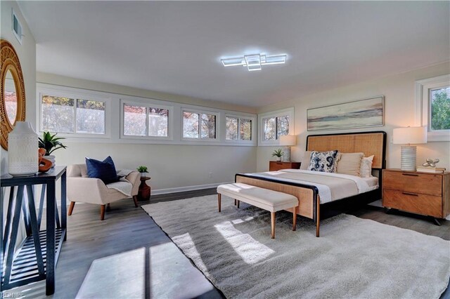 bedroom featuring dark hardwood / wood-style floors