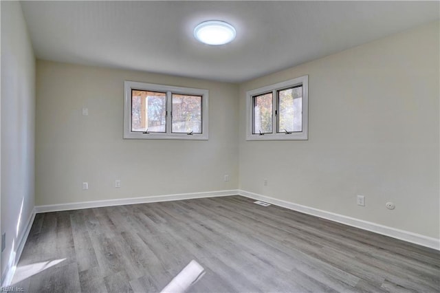 spare room featuring light hardwood / wood-style floors and a wealth of natural light