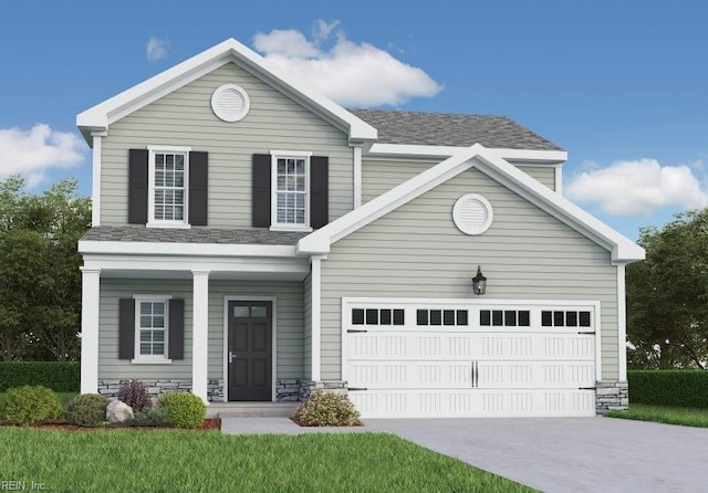 view of front of house with a garage