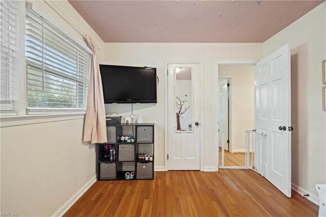 bedroom with hardwood / wood-style flooring