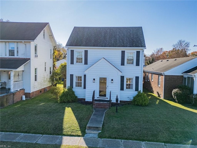 colonial house with a front lawn