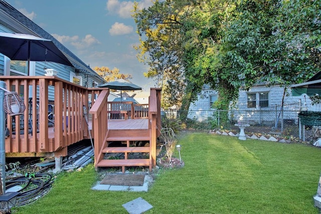 view of yard featuring a deck