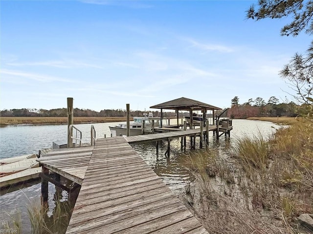 dock area featuring a water view