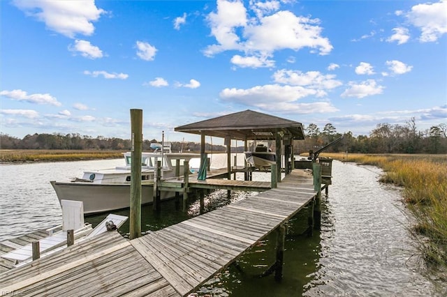 view of dock featuring a water view