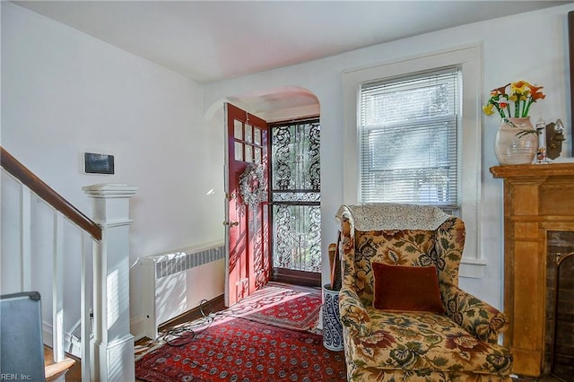 foyer entrance with radiator heating unit