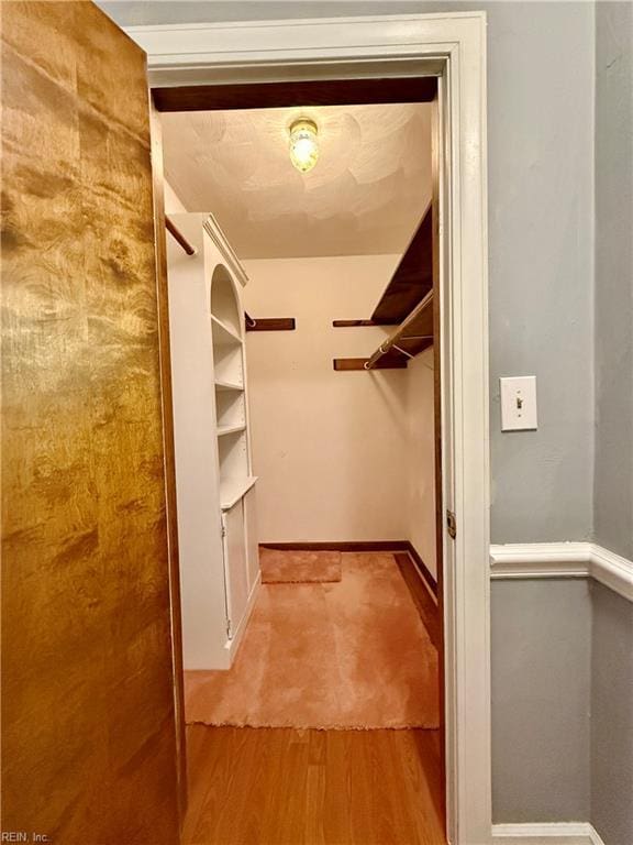 walk in closet featuring wood-type flooring