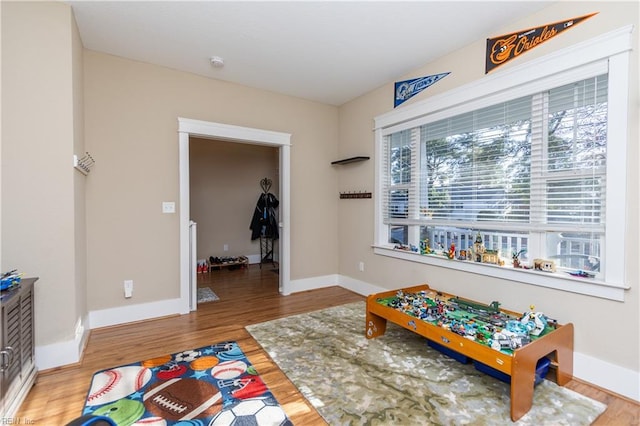 game room featuring hardwood / wood-style flooring