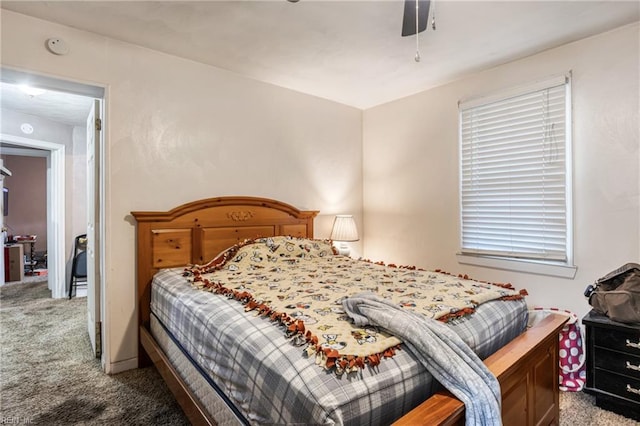 bedroom featuring carpet flooring and ceiling fan