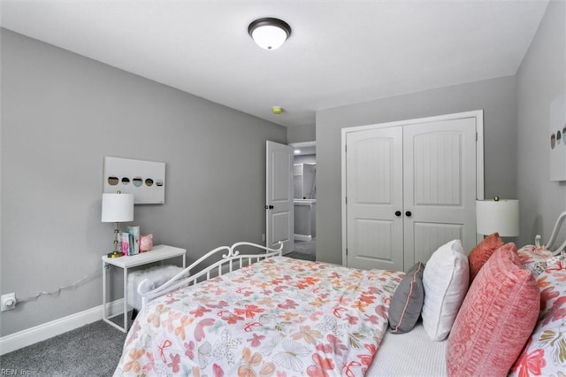 carpeted bedroom with a closet