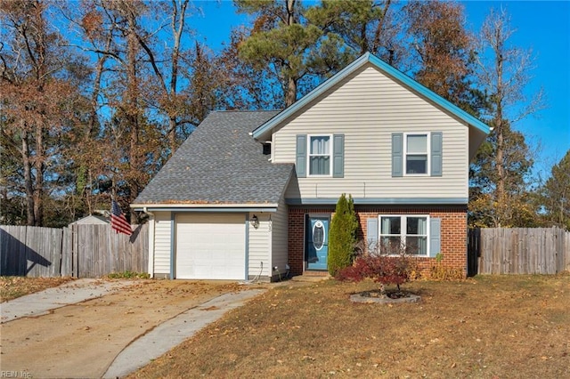 front facade with a garage