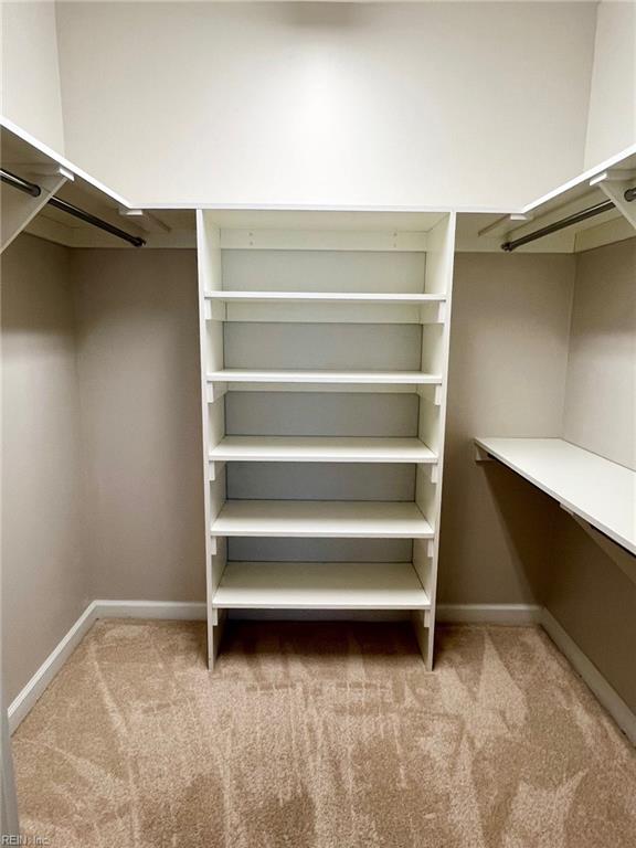 walk in closet with carpet