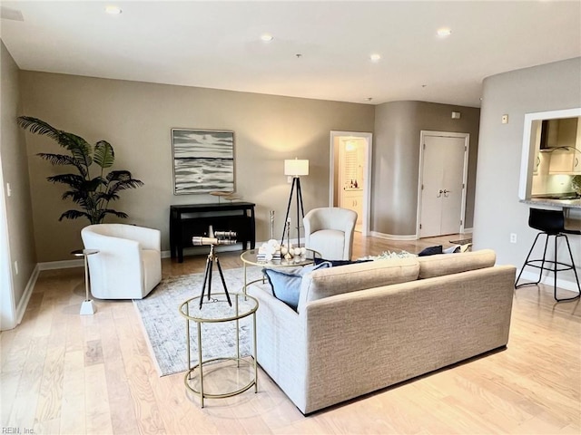 living room featuring light wood-type flooring