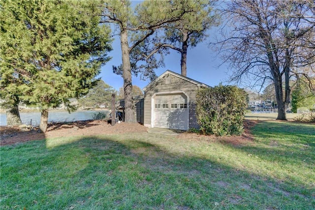 view of yard featuring a garage