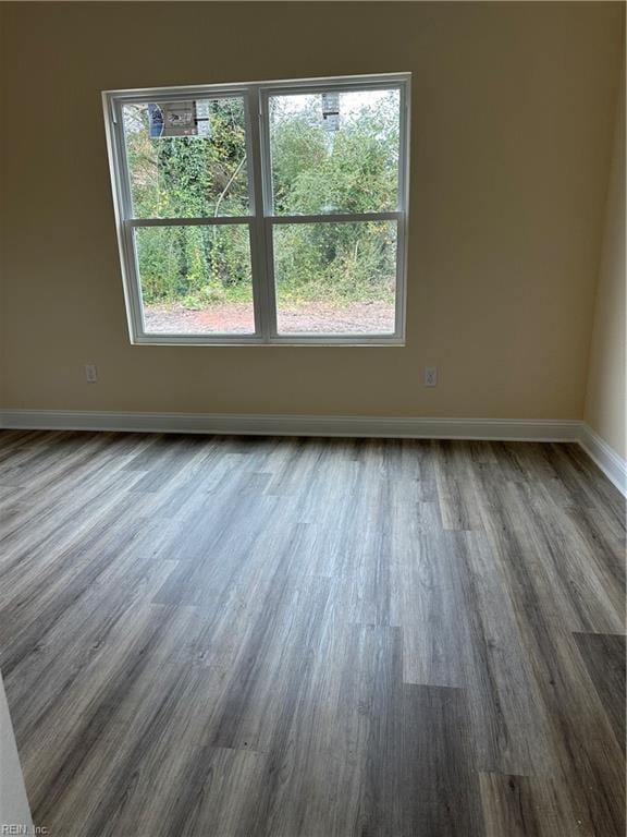 empty room with hardwood / wood-style floors and plenty of natural light