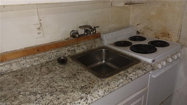 interior details with white cabinets and sink