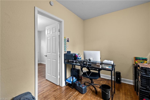 home office featuring wood-type flooring