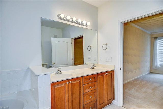 bathroom with a bath and vanity