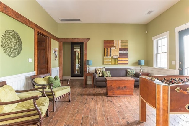 interior space with hardwood / wood-style flooring