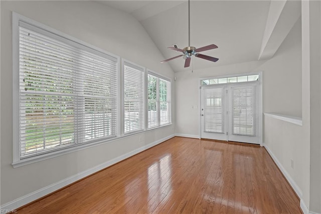 4756 Winterberry Ct, Williamsburg, VA 23188 - empty room with ceiling fan, hardwood / wood-style floors, and lofted ceiling