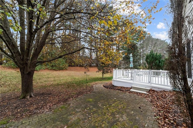 view of yard featuring a deck