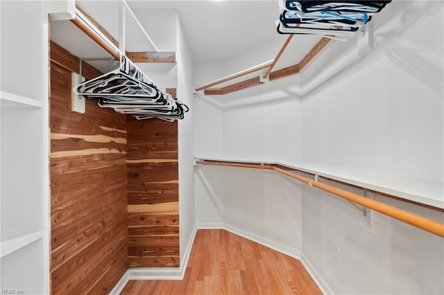 walk in closet with light wood-type flooring