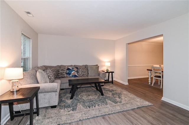 living room featuring hardwood / wood-style flooring