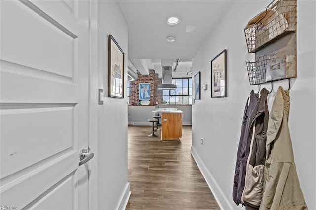 hall featuring dark hardwood / wood-style floors