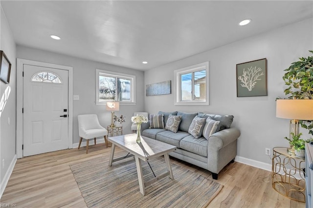 living room featuring light hardwood / wood-style floors