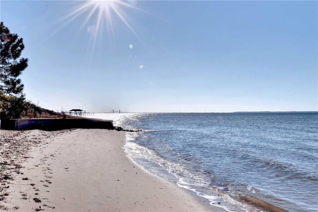 view of water feature with a view of the beach