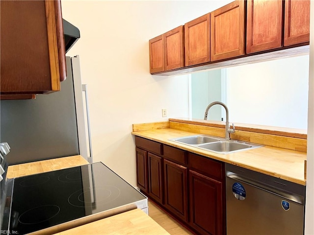 kitchen featuring sink, stainless steel dishwasher, and range