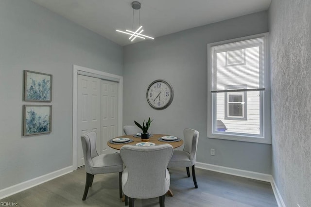 dining room with dark hardwood / wood-style flooring