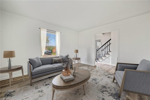 living room with hardwood / wood-style flooring