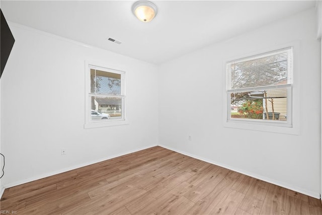 spare room featuring light hardwood / wood-style floors and a wealth of natural light