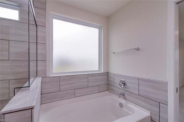 bathroom featuring a washtub