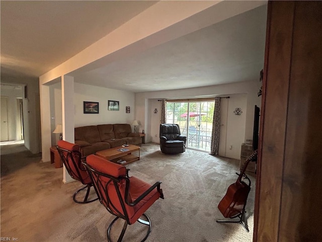 living room with light colored carpet