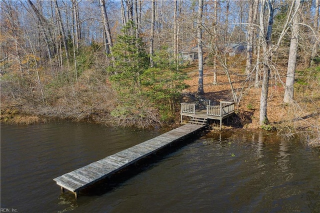 view of dock featuring a water view