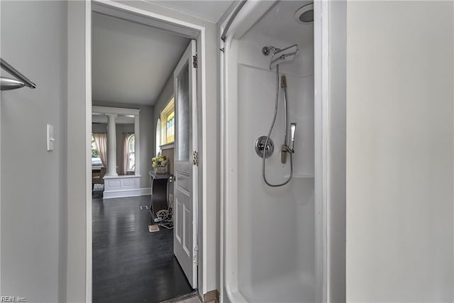 bathroom featuring hardwood / wood-style flooring