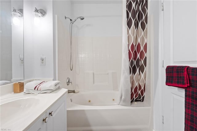 bathroom featuring vanity and shower / bath combo