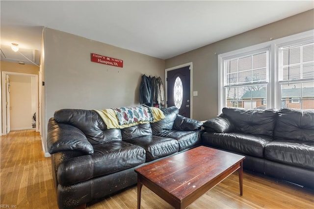 living room featuring light hardwood / wood-style floors