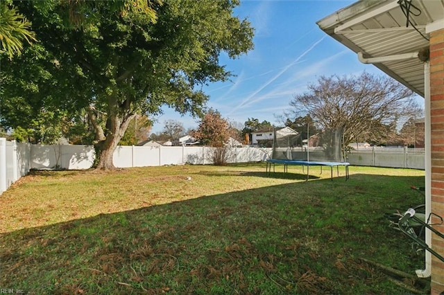 view of yard featuring a trampoline