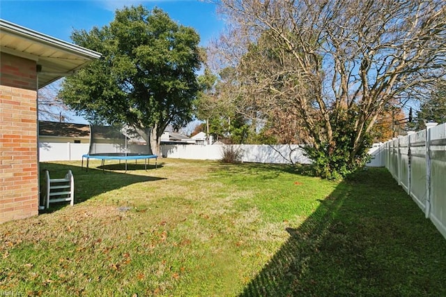 view of yard with a trampoline