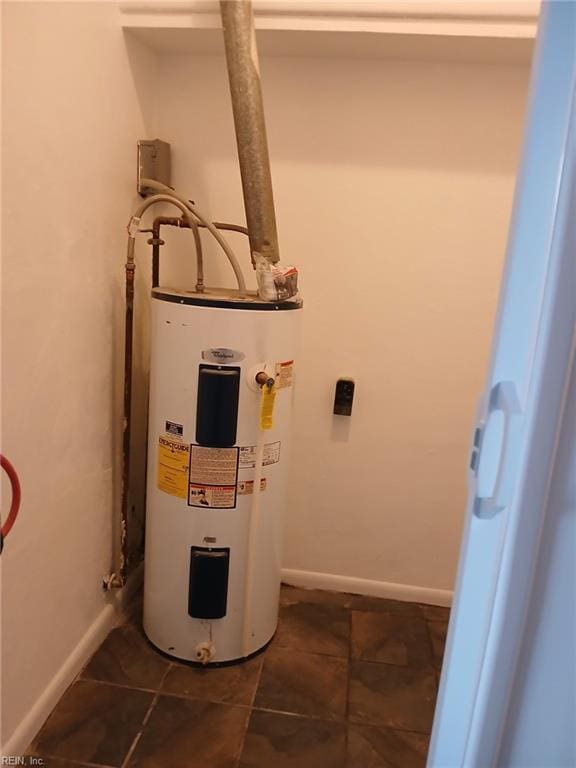 utility room featuring water heater