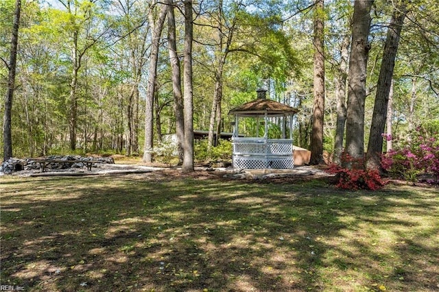 view of yard featuring a gazebo