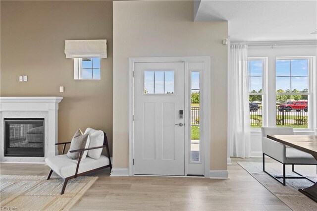 foyer with plenty of natural light and light wood-type flooring